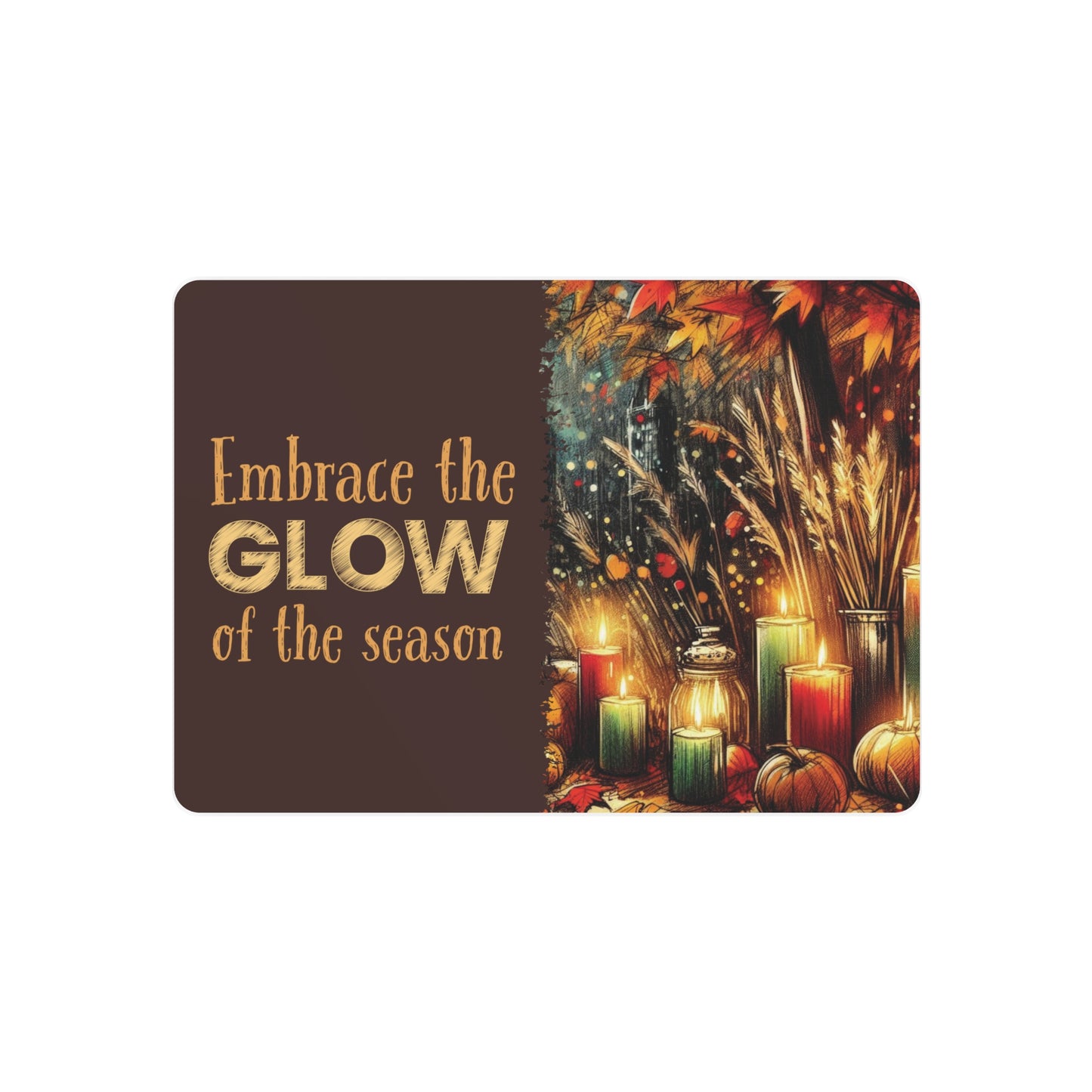 Metal Art Sign - 'Enjoy the Glow of the Season' - Vibrant Home Decor with Candles, Pumpkins, Leaves, Sesaonal Wall Art