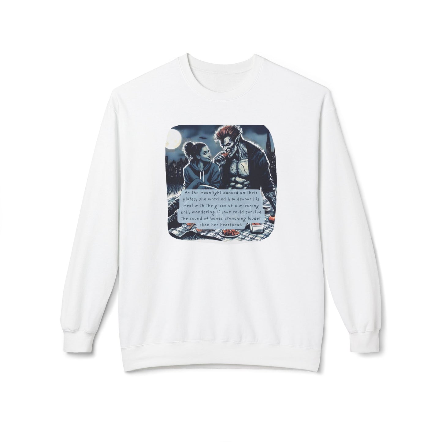 Midnight Picnic: A Love Story (Beautiful Monsters Collection) - Unisex Midweight Softstyle Fleece Crewneck Sweatshirt, Multiple Colors Available