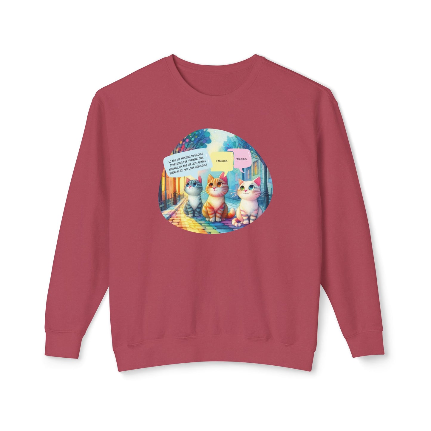 Fabulous Cat Meeting Sweatshirt - Whimsical Rainbow Cat Cartoon in Bright Colors | Cute & Cozy Gift for Cat Lovers