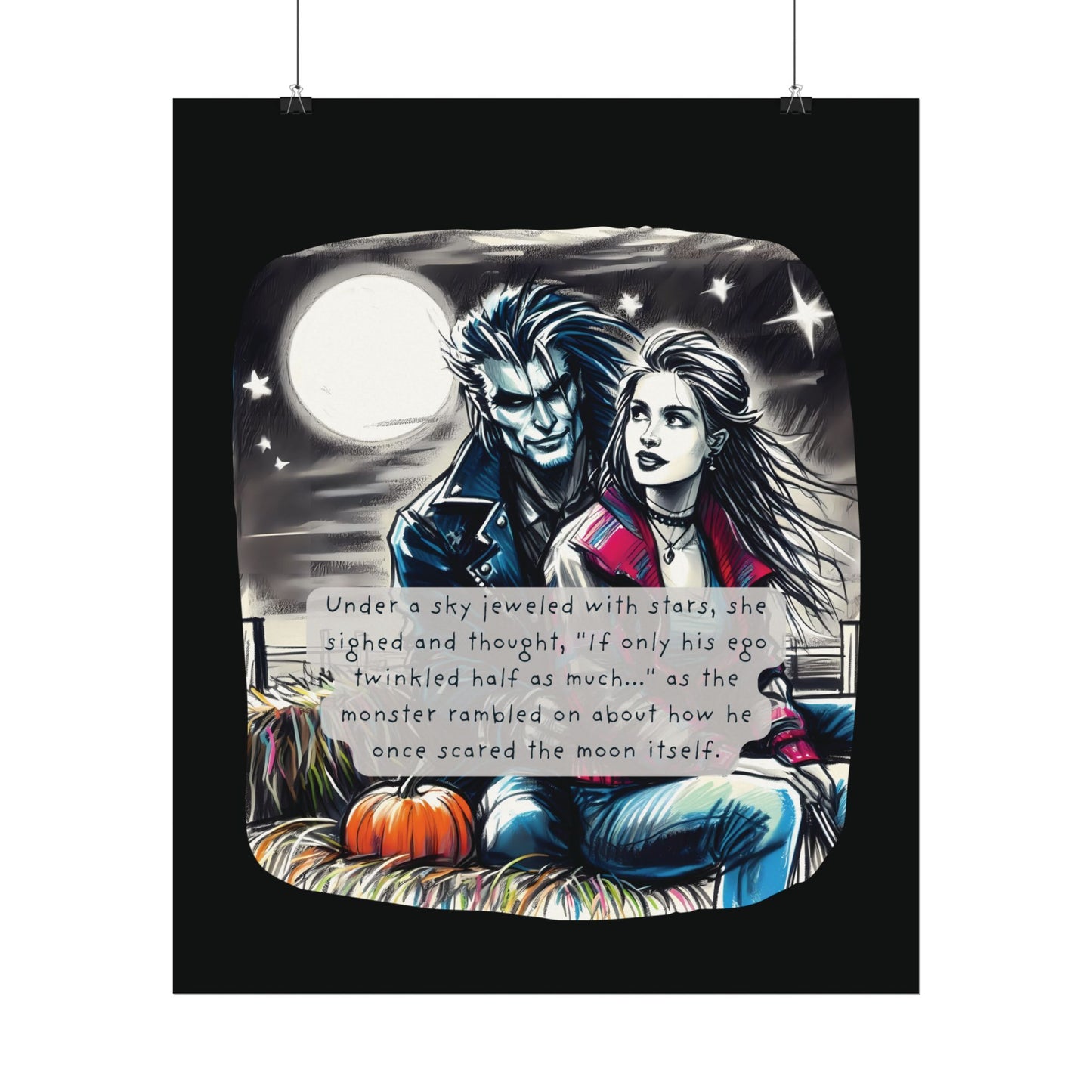 Midnight Harvest Hayride (Beautiful Monsters Collection) - Textured Watercolor Matte Poster