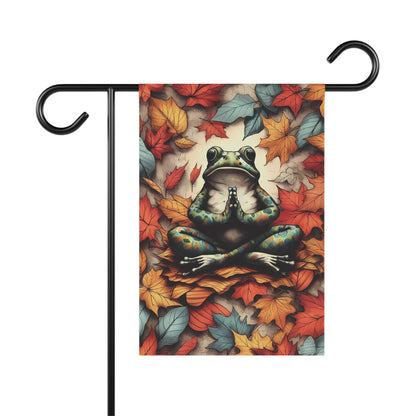 Porch or Yard Flag / Garden Banner - Namaste Frog and Leaves