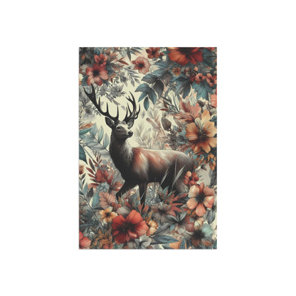 Porch or Yard Flag / Garden Banner - Majestic Deer Among Autumn Blooms