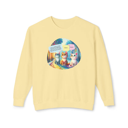 Fabulous Cat Meeting Sweatshirt - Whimsical Rainbow Cat Cartoon in Bright Colors | Cute & Cozy Gift for Cat Lovers