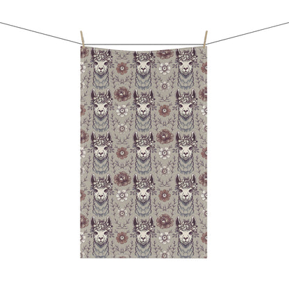 Boho Llama Tea Towel - Cute Floral Dish Towel for Kitchen Decor, Gift for Animal Lovers