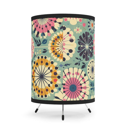 Retro Dandelion Tripod Lamp - Teal, Pink, Blue, Yellow 50s & 60s Style - Grandma Chic Design - Cozy Lighting for Living Spaces