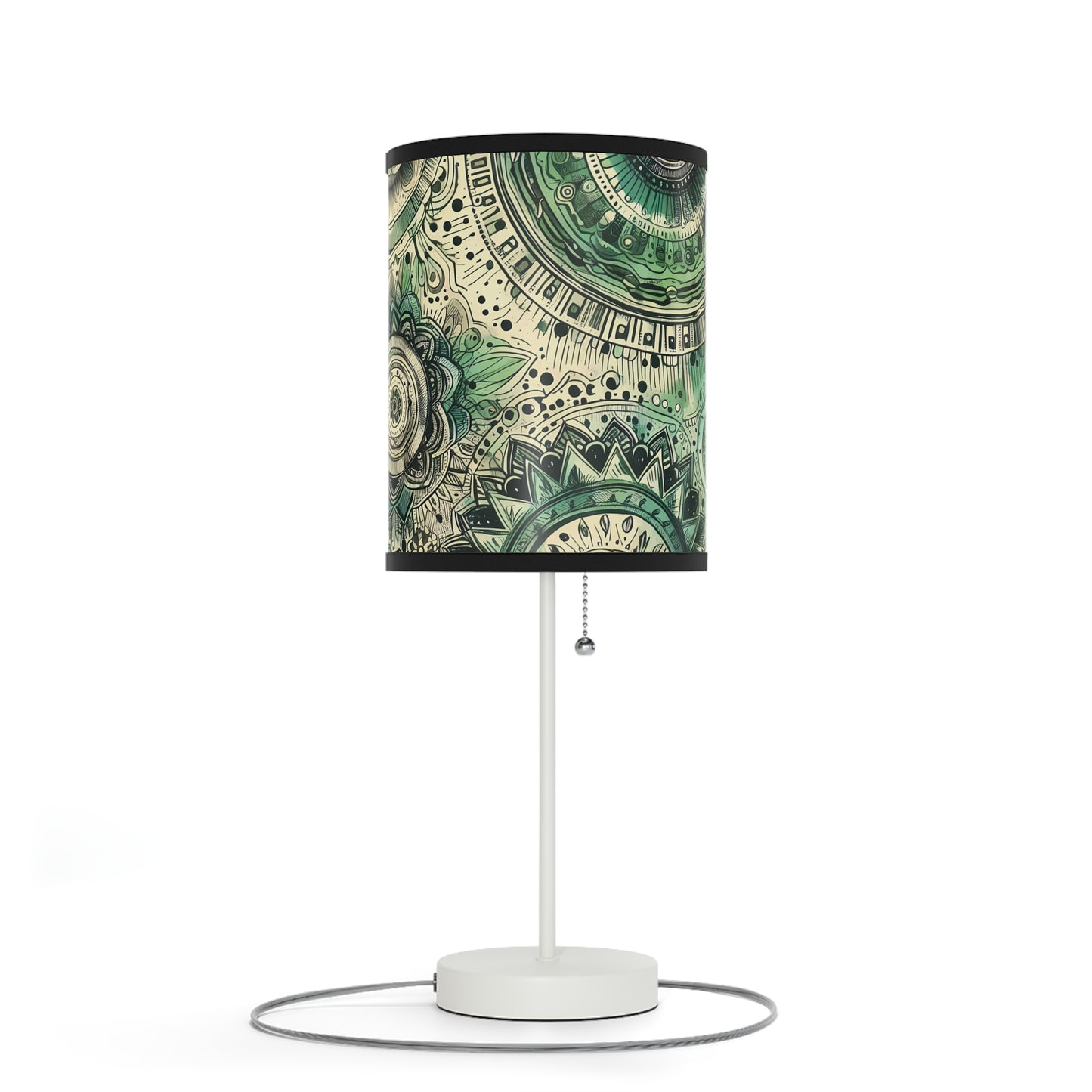 Boho Table Lamp - Sea Green Mandala Pattern