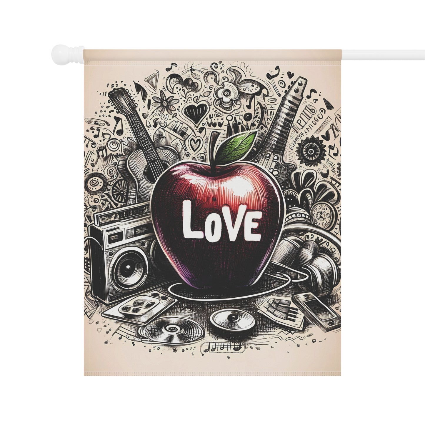 Porch or Yard Flag / Garden Banner - "Love Is All You Need" Apple