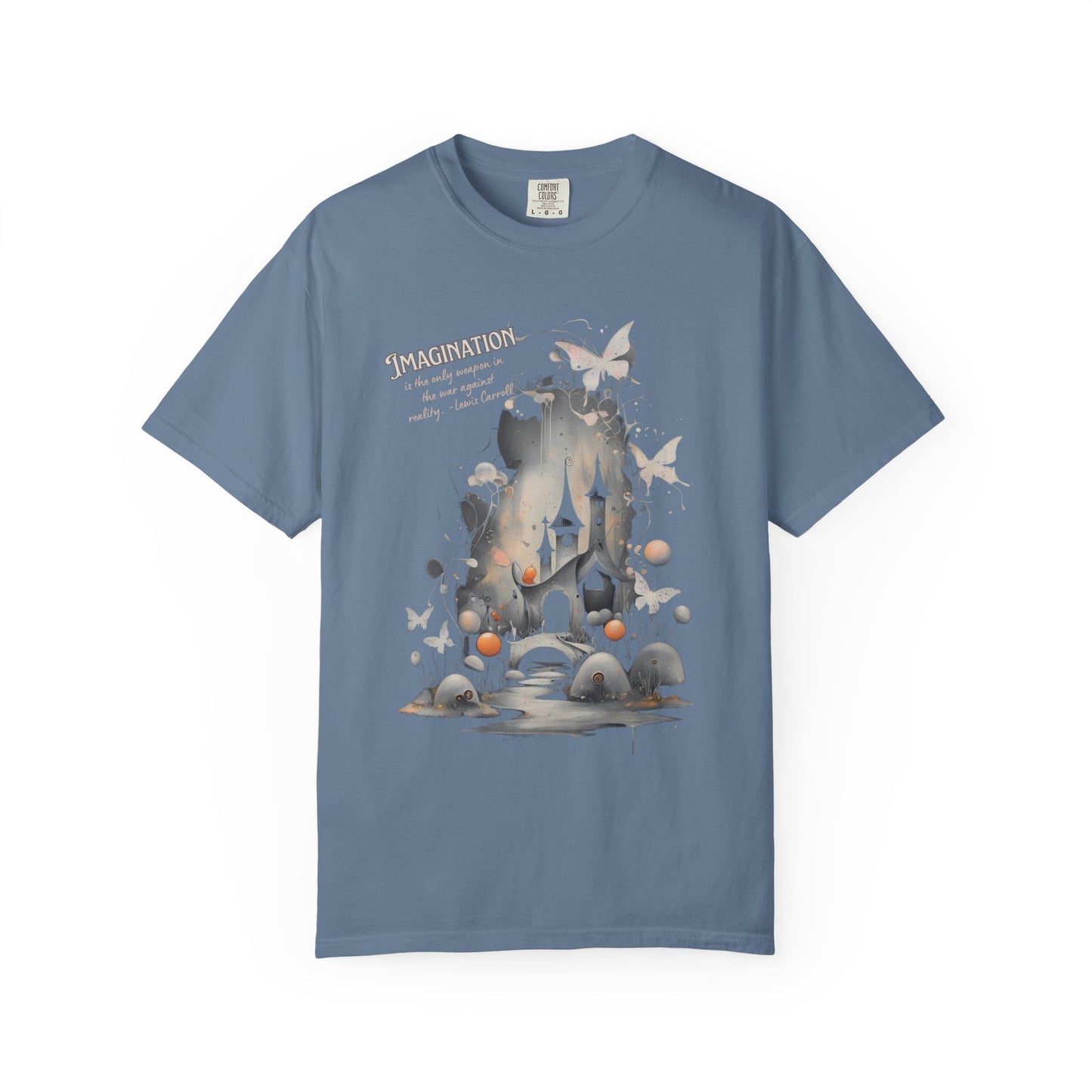 Imagination Is the Only Weapon Shirt - Lewis Carroll Castle & Butterfly Tee, Comfort Colors Garment Dyed Unisex T-Shirt