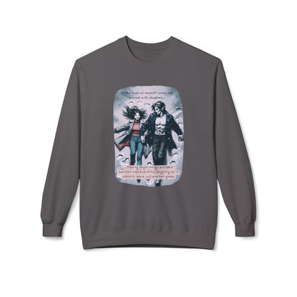 Snow Angels and Shadows (Beautiful Monsters Collection) - Unisex Midweight Softstyle Fleece Crewneck Sweatshirt, Multiple Colors Available