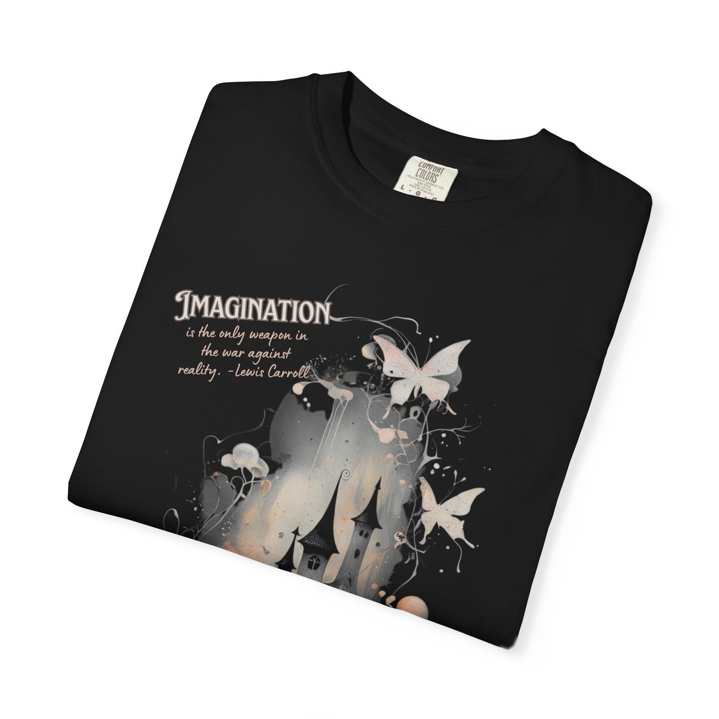 Imagination Is the Only Weapon Shirt - Lewis Carroll Castle & Butterfly Tee, Comfort Colors Garment Dyed Unisex T-Shirt