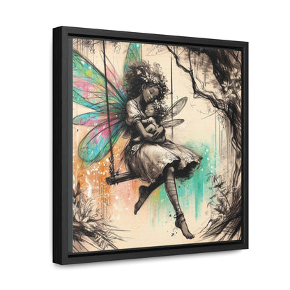 Mommy and Baby Girl Fairy Gallery Wrapped Canvas Print - Sweet Motherly Bond Wall Art for Nurseries or Child's Bedroom