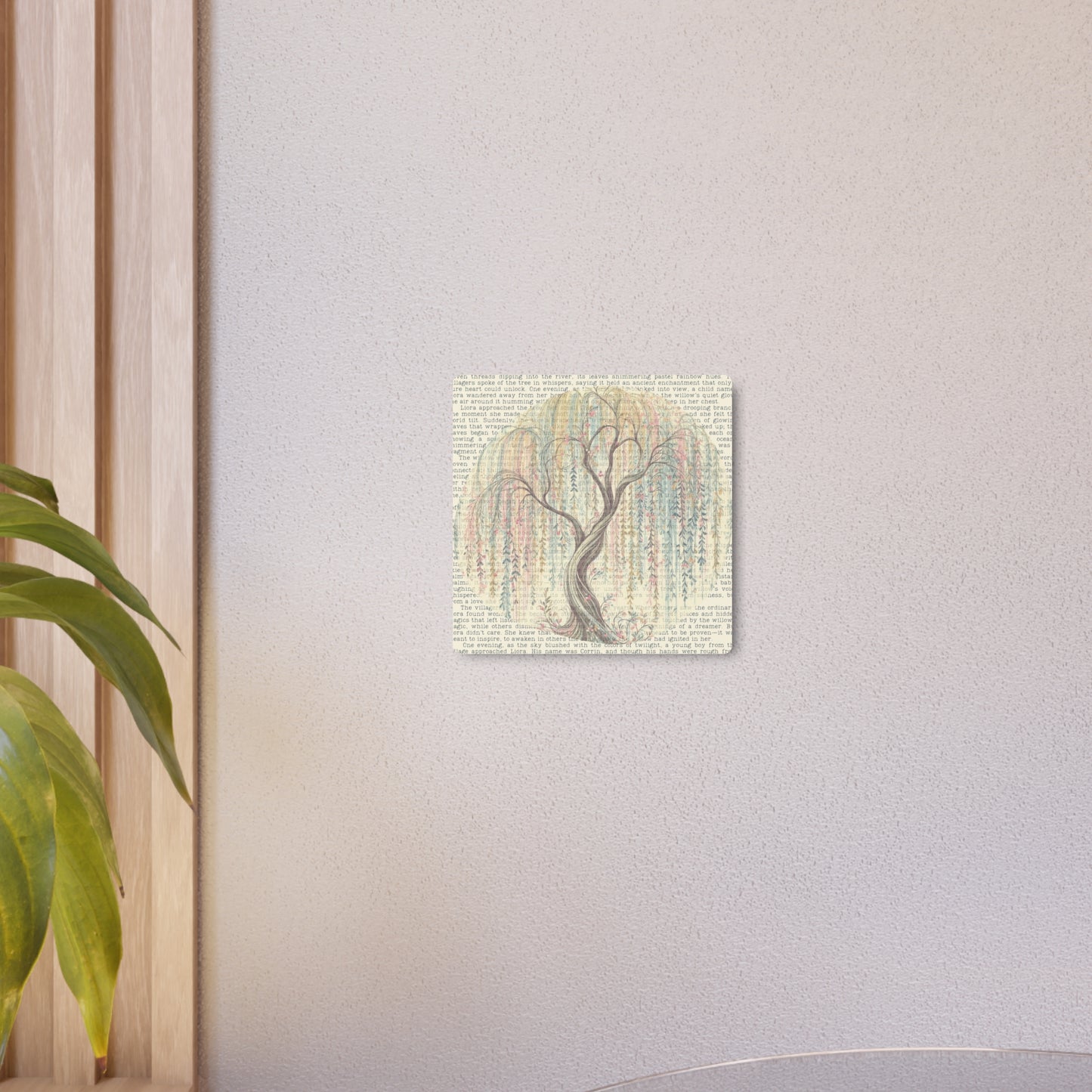 Metal Wall Art - Magical Pastel Weeping Willow Printed Over Story