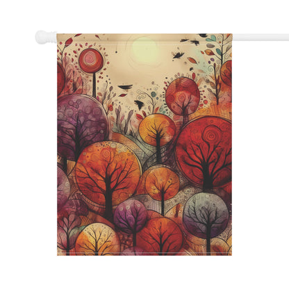 Porch or Yard Flag / Garden Banner - Autumn Whimsical Boho Trees