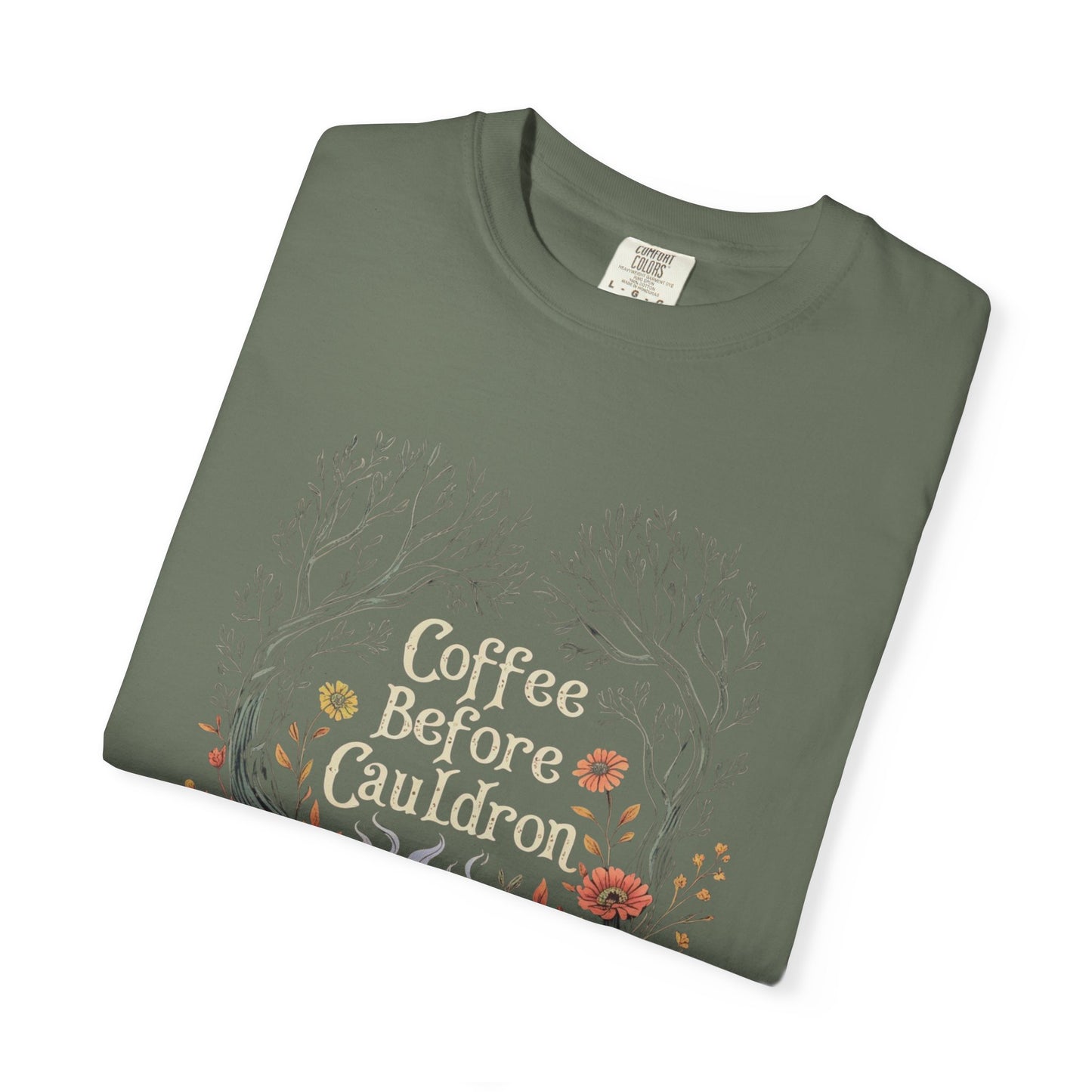 Coffee Before Cauldron T-Shirt, Witchy Coffee Shirt, Comfort Colors Halloween Tee, Spooky Season Shirt, Dark Forest Cozy Witch Aesthetic