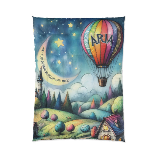 Personalized Lightweight Comforter for Child - Features Child's Name + "May Your Dreams Be Filled with Magic," Available in Twin and Twin XL