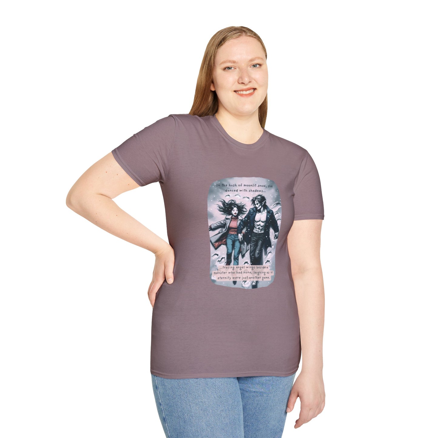 Snow Angels and Shadows (Beautiful Monsters Collection) - Unisex Softstyle T-Shirt, Multiple Colors Available