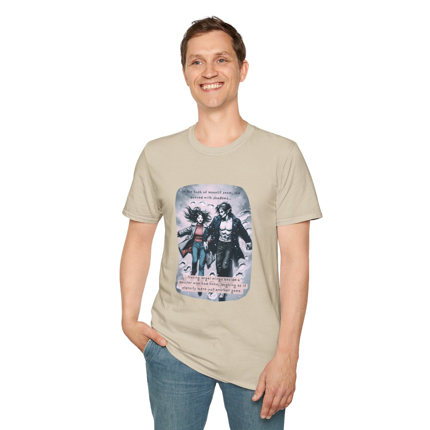 Snow Angels and Shadows (Beautiful Monsters Collection) - Unisex Softstyle T-Shirt, Multiple Colors Available