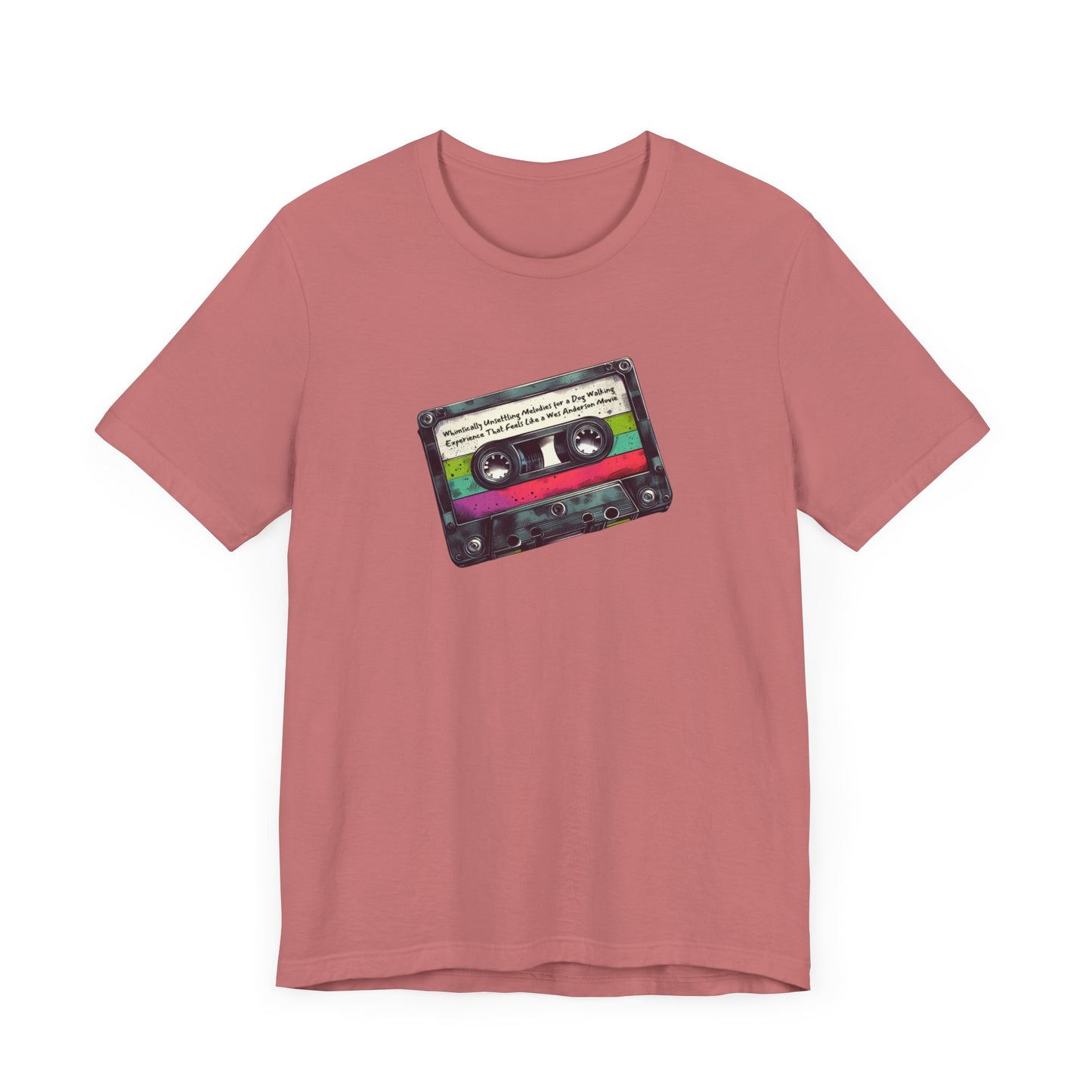 "Whimsically Unsettling Melodies for a Dog Walking Experience That Feels Like a Wes Anderson Movie" Mixtape T-shirt - Unisex Jersey Short Sleeve Tee