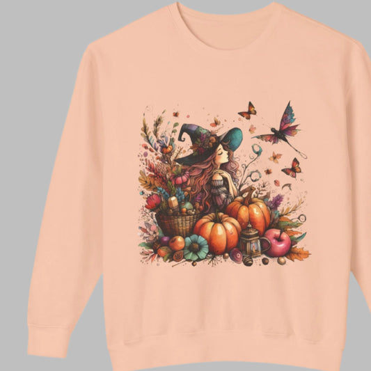 Lightweight Comfort Colors Sweatshirt - Whimsical Autumn Fairy Witch