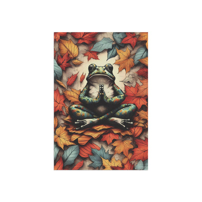 Porch or Yard Flag / Garden Banner - Namaste Frog and Leaves