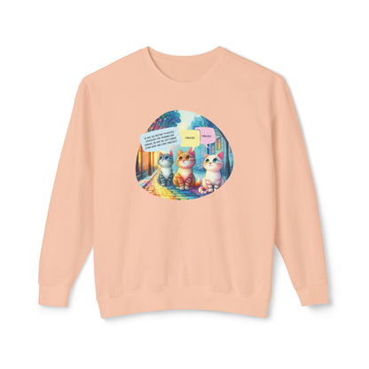 Fabulous Cat Meeting Sweatshirt - Whimsical Rainbow Cat Cartoon in Bright Colors | Cute & Cozy Gift for Cat Lovers