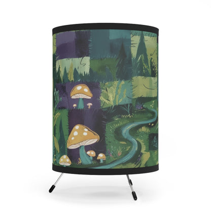 Tripod Table Lamp - Whimsical Forest Patchwork