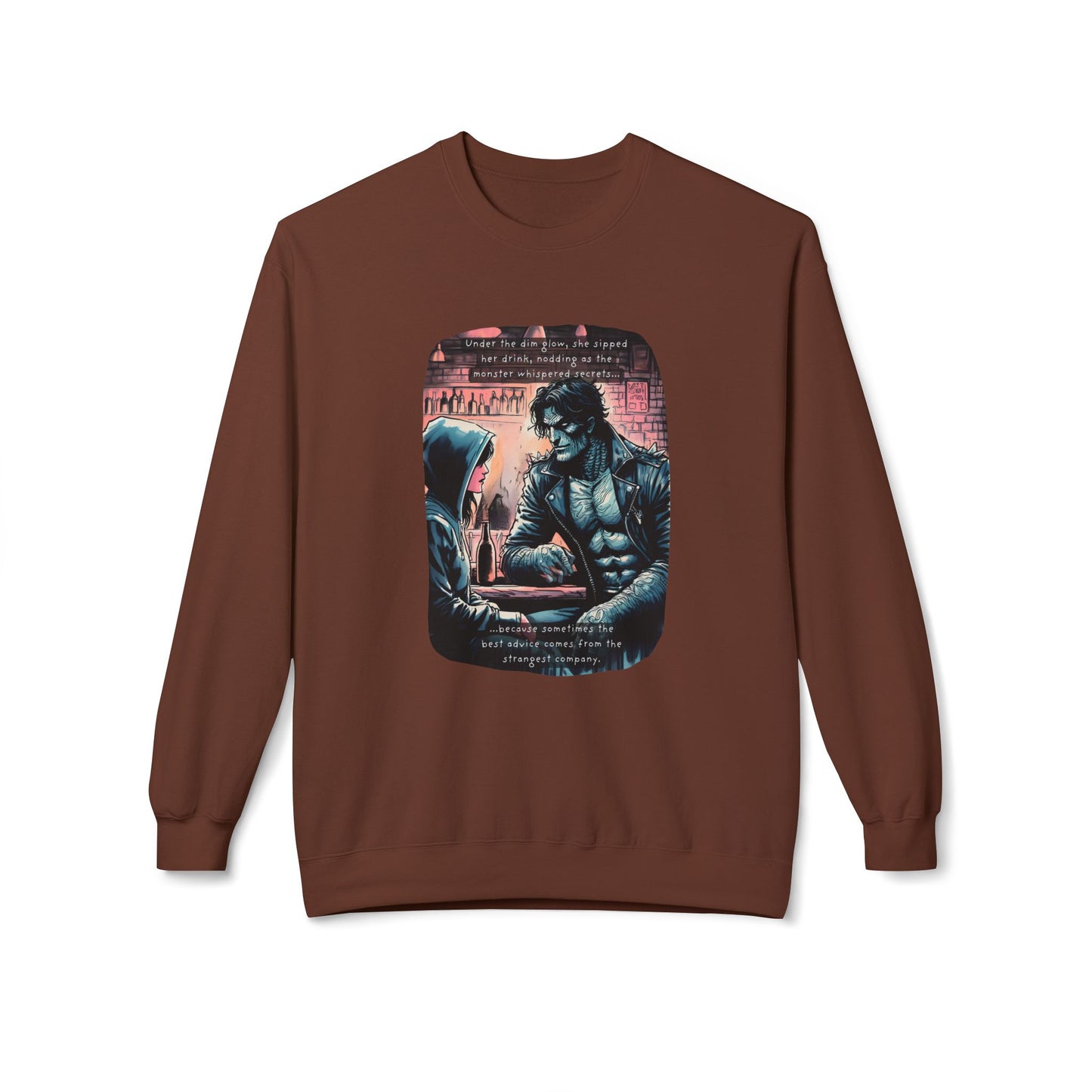 An Unexpected Companion (Beautiful Monsters Collection) - Unisex Midweight Softstyle Fleece Crewneck Sweatshirt, Multiple Colors Available