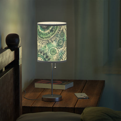 Boho Table Lamp - Sea Green Mandala Pattern