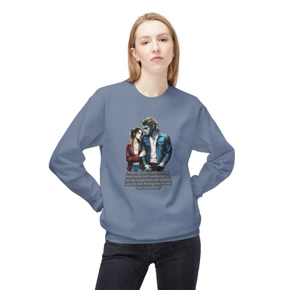 Stroll with a Teenage Werewolf (Beautiful Monsters Collection) - Unisex Midweight Softstyle Fleece Crewneck Sweatshirt, Multiple Colors Available