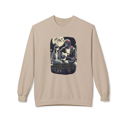 Tune Under the Moon (Beautiful Monsters Collection) - Unisex Midweight Softstyle Fleece Crewneck Sweatshirt, Multiple Colors Available