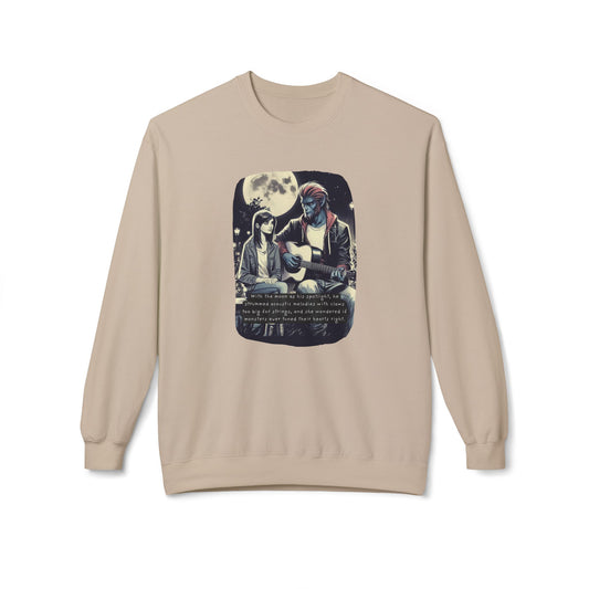 Tune Under the Moon (Beautiful Monsters Collection) - Unisex Midweight Softstyle Fleece Crewneck Sweatshirt, Multiple Colors Available