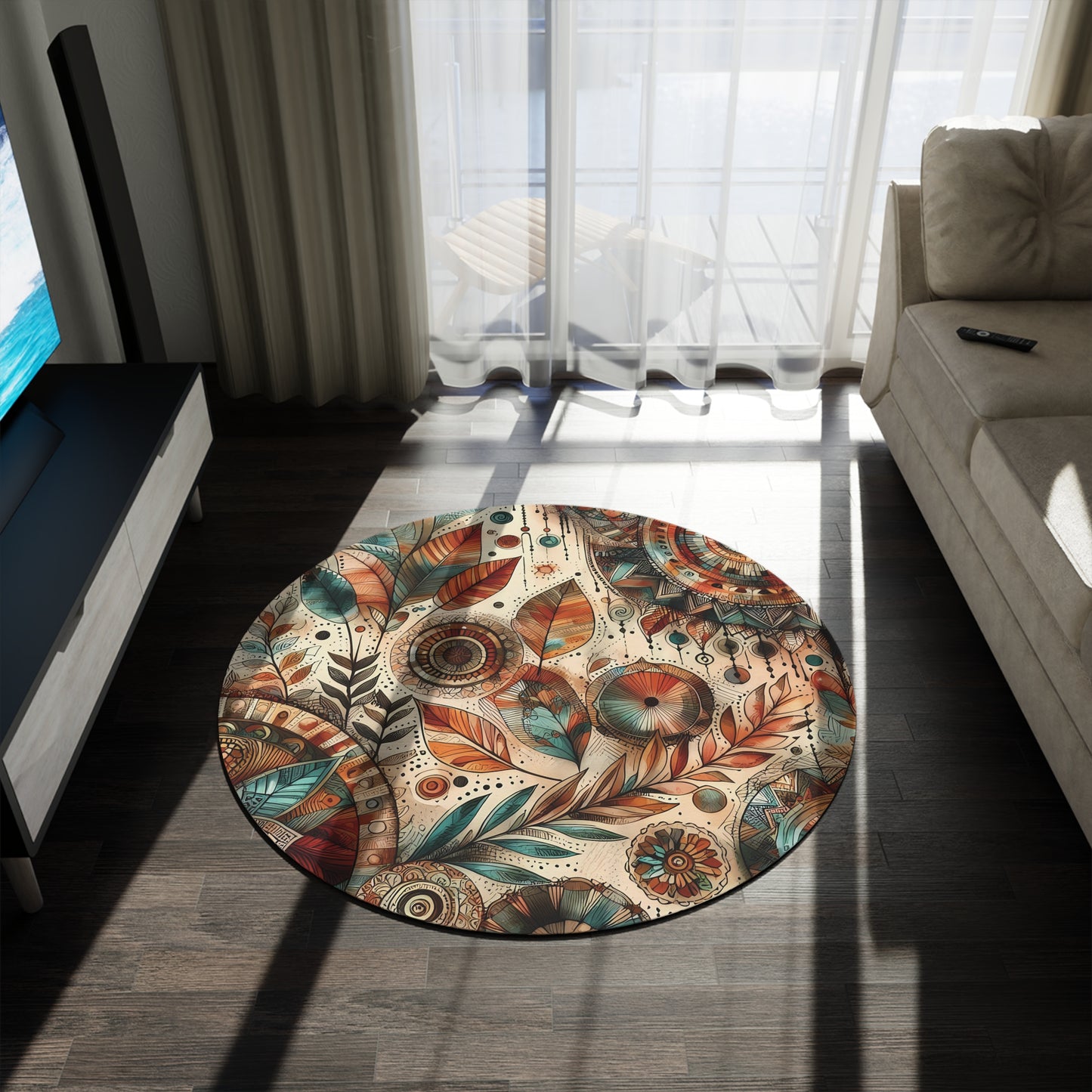 Round 60" x 60" Rug - Autumn Boho Bliss