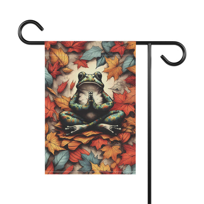 Porch or Yard Flag / Garden Banner - Namaste Frog and Leaves