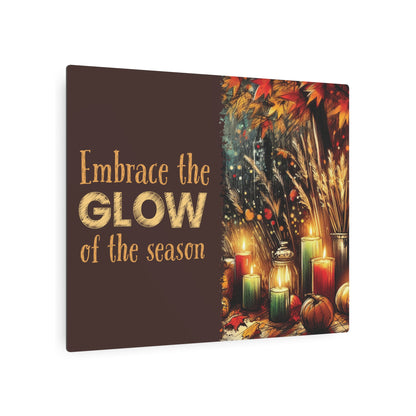 Metal Art Sign - 'Enjoy the Glow of the Season' - Vibrant Home Decor with Candles, Pumpkins, Leaves, Sesaonal Wall Art