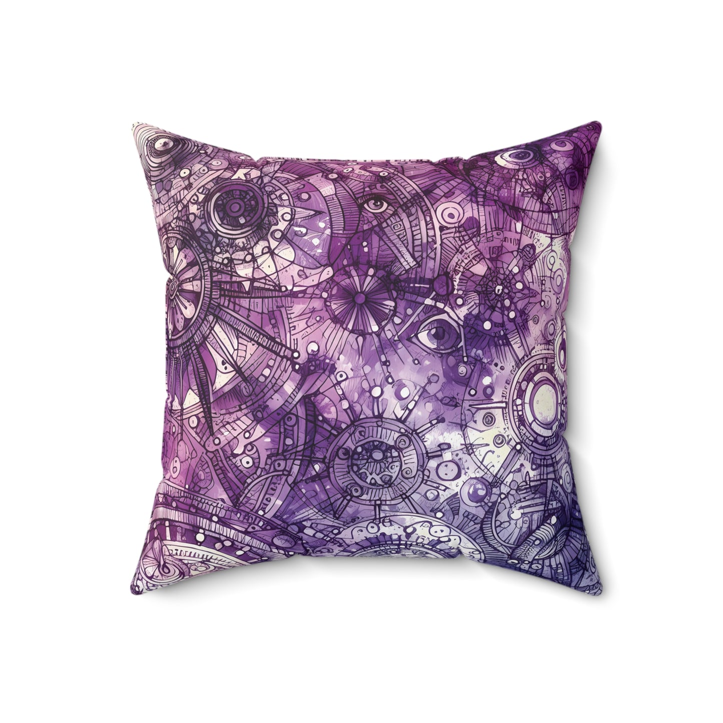 Square Pillow - Vibrant Purple Boho Celestial Mandala