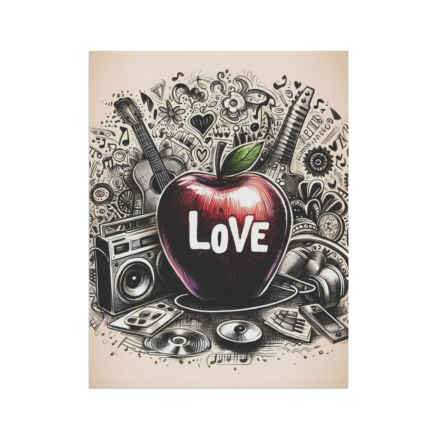 Porch or Yard Flag / Garden Banner - "Love Is All You Need" Apple