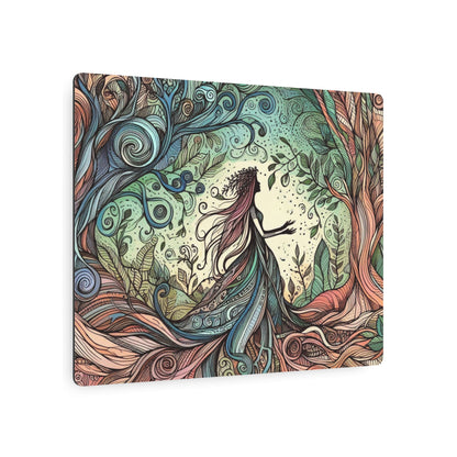 Metal Wall Art - Surreal Forest Goddess Silhouette with Colorful Windy Roots