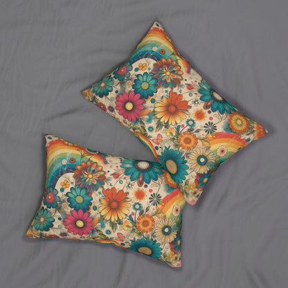 Lumbar Pillow - Vintage Florals and Rainbow Stripes