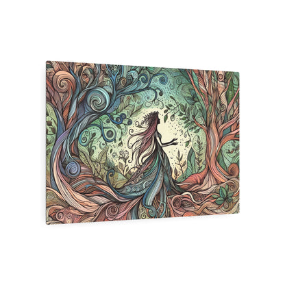 Metal Wall Art - Surreal Forest Goddess Silhouette with Colorful Windy Roots