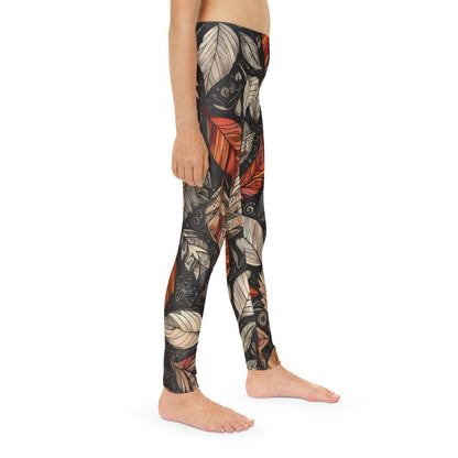 Toddler and Youth Fall Leggings: Sketched Boho Leaves, 18mo-12y