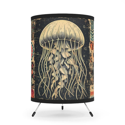 Tripod Table Lamp - Retro Jellyfish Patchwork