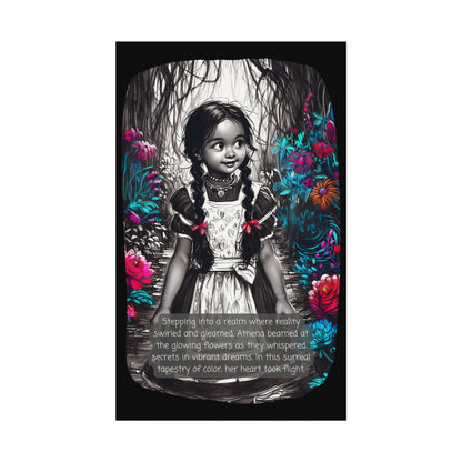 Textured Watercolor Matte Poster - Young Girl Steps into a Magical, Vibrant Wonderland