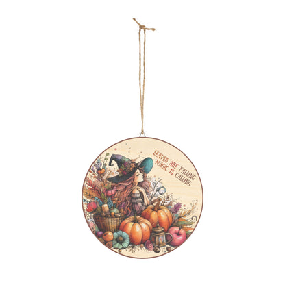 Whimsical Witch Wooden Wall Sign – 'Leaves Are Falling, Magic Is Calling' Fall Decor with Pumpkins & Autumn Leaves