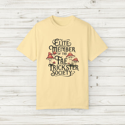 Fae Trickster Society Comfort Colors Tee – Fairycore T-Shirt with Mushrooms, S-4XL