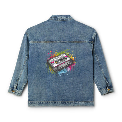 Women's Denim Jacket - "80s Thrift Store Montage Hits" Mixtape Jean Jacket - Hyper-Specific Mixtape Series