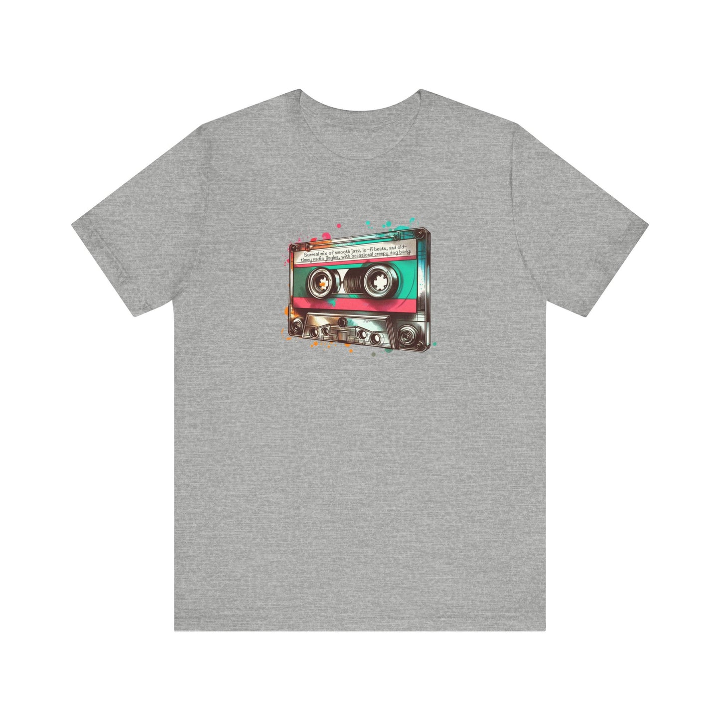 "Surreal Mix of Smooth Jazz, Lo-fi Beats, and Old-Timey Radio Jingles with Occasional Creepy Dog Bark" Mixtape T-shirt - Unisex Jersey Short Sleeve Tee