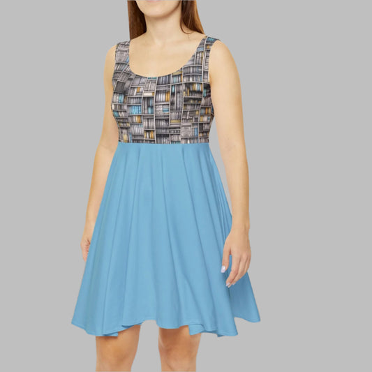 Skater Dress - Bookshelf Patchwork