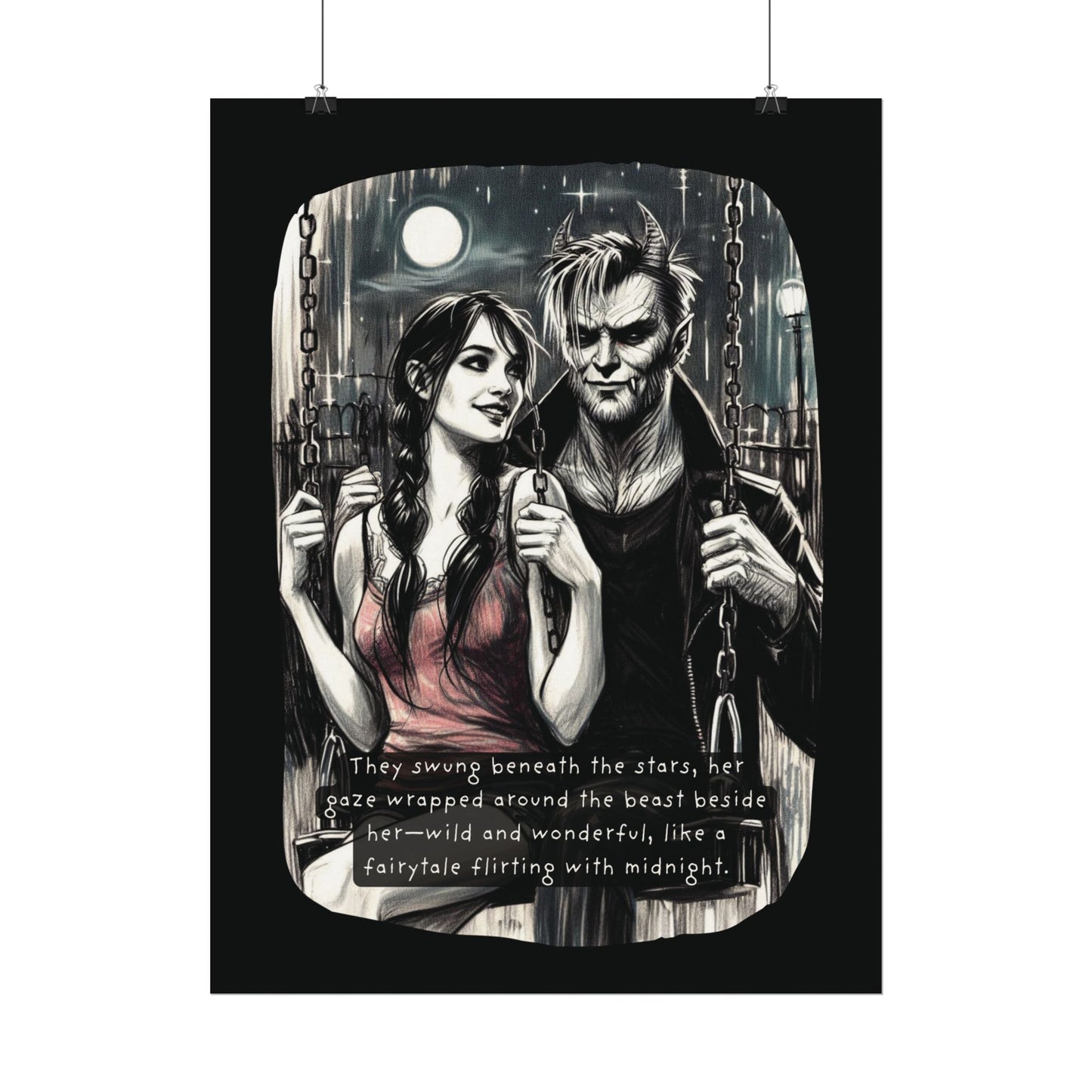 Swing Me to the Moon (Beautiful Monsters Collection) - Textured Watercolor Matte Poster