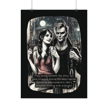 Swing Me to the Moon (Beautiful Monsters Collection) - Textured Watercolor Matte Poster