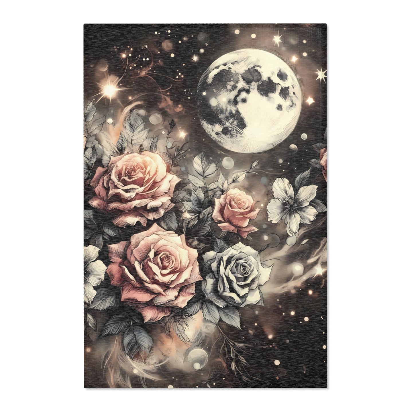 Vintage Rose Garden Celestial Area Rug - Romantic Style for Every Room